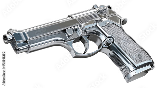 
Realistic detailed gun firearm pistol revolver with metallic finish isolated on white background for professional photography and catalog use