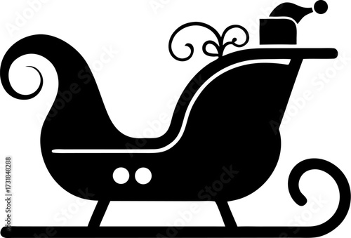 Sleigh silhouette black icon