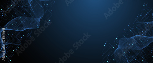 Motherboard technology circuit board background texture design. Creative idea AI banner concept for internet technology. Digital motherboard concept for poster, cover, banner, header, web template