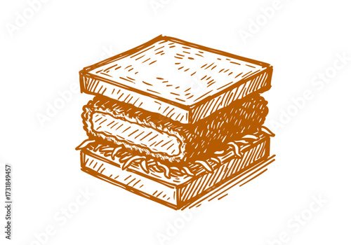Katsu hand drawn sketch vector illustration