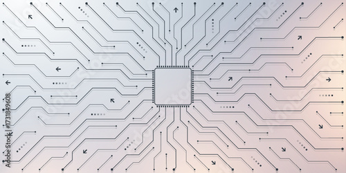 Motherboard technology circuit board background texture design. Creative idea AI banner concept for internet technology. Digital motherboard concept for poster, cover, banner, header, web template