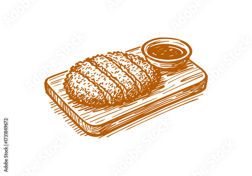 Katsu hand drawn sketch vector illustration