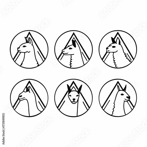 Llama head in circle with triangle, a simple and elegant design