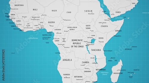 Democratic Republic of the Congo on the World Map with Animated National Flag