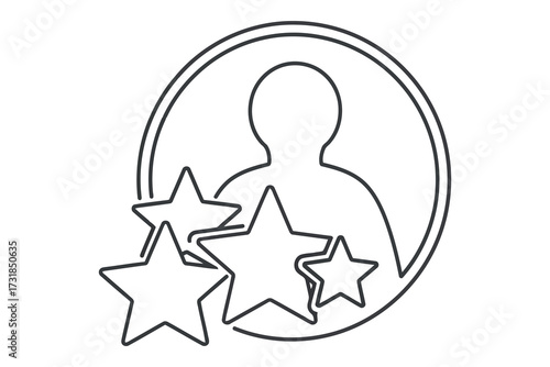 Vector art of customer review icon symbol of client satisfaction and feedback vector illustration of user rating with stars for business and service