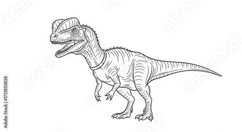 Distinctive Dilophosaurus with Frills Simple Line Art Adult Coloring Page Fun