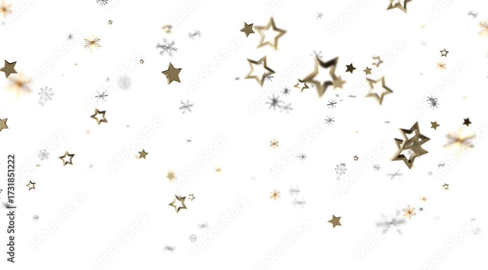 Obraz premium Beautiful winter background with gold stars and snowflakes. Perfect for holiday designs.