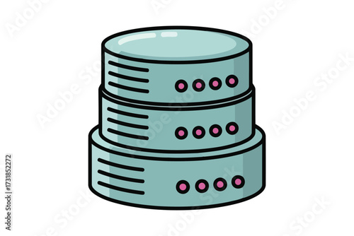 Vector art of database server, representing data storage, information technology, and network infrastructure, emphasizing the importance of secure and reliable data management