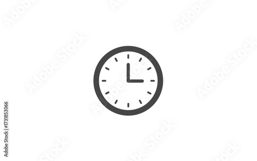 A simple, minimalist clock icon, depicting the time as three o'clock, on a white background.