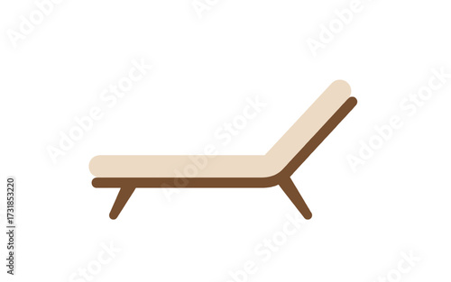 Illustration of a beige and brown lounge chair, perfect for relaxation and sunbathing.
