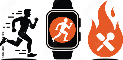 Fitness Tracking Smartwatch Showing Running Icon
