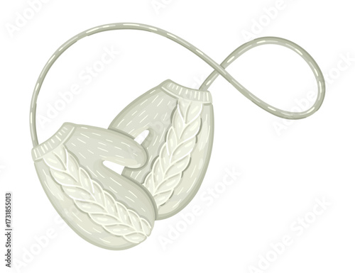 Illustration of winter mittens. Warm clothing accessories. Vector.