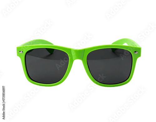 Bright lime green sunglasses with dark lenses (2)