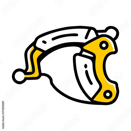 Brake caliper bracket in yellow and white design for vehicles  