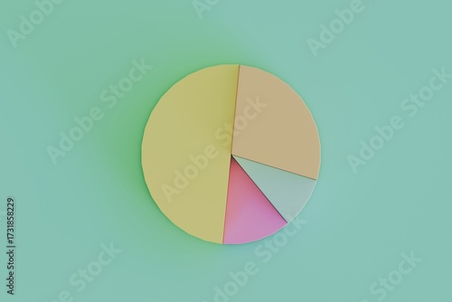 Pastel pie chart on mint green background