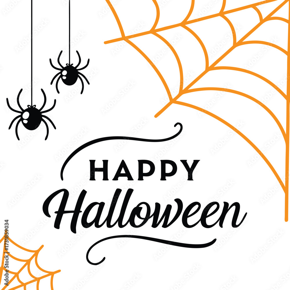 Fototapeta premium Elegant Happy Halloween Greeting with Spiders