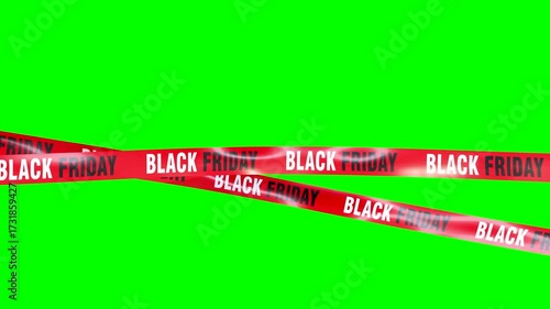Animated red ribbons black friday 3d chroma key