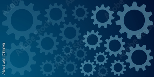 Abstract futuristic Cog Gear Wheel with arrows on blue color background. Futuristic gear wheel with wave flow, Hi-tech digital technology. Large cog wheels on the headline background.