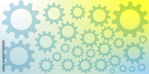 Abstract futuristic Cog Gear Wheel with arrows on blue color background. Futuristic gear wheel with wave flow, Hi-tech digital technology. Large cog wheels on the headline background.