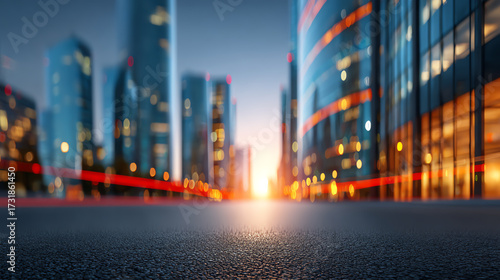 A stunning view of modern skyscrapers at sunset, capturing the beauty of urban architecture and the city's vibrant energy.