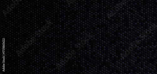 Dark Hexagon Pattern. Hexagonal Horizontal Black 3D Texture with Steel Grey Metal Grid Effect Background. Innovation Carbon Fiber. Repeatable Honeycomb Mosaic Tile Wallpaper. Vector Backdrop