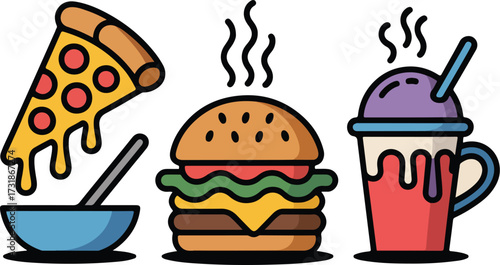 Food and Beverage Icons Illustration