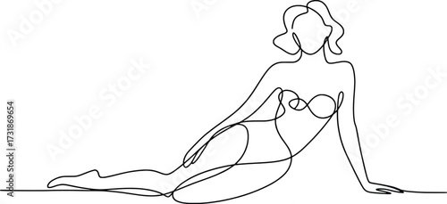 Elegant woman in lingerie pose delicate line art drawing feminine beauty sensual graceful pose