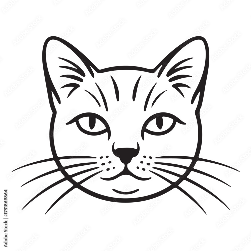 Fototapeta premium black cat face icon on white