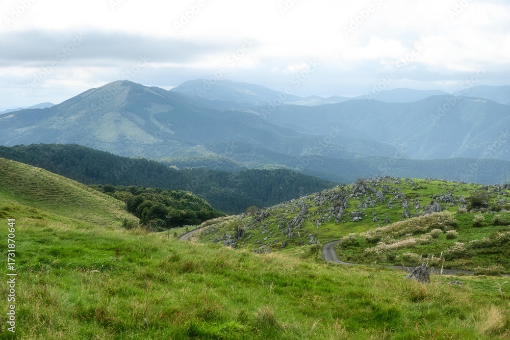 Fototapeta premium 愛媛県久万高原 曇天の四国カルスト 