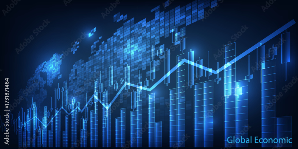 Naklejka premium Abstract world economic artwork and background for business financial and investment.Vector illustrations. 