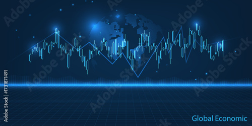 Vector illustrations of abstract futuristic global economics artwork and backgound for business financial and investment.