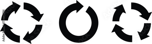 Circular arrow cycle icons, process flow diagrams, clockwise and counterclockwise rotation symbols, infographic loop elements, editable vector set, business concept illustration