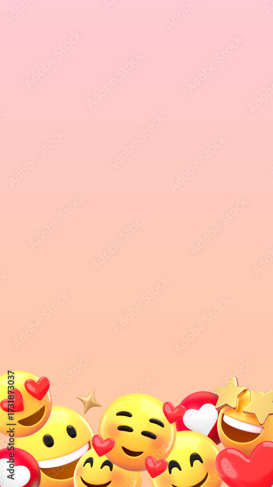 Fototapeta premium Love emoticons border iPhone wallpaper, pink gradient design
