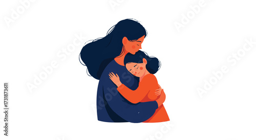 Tender moment mother and daughter hugging lovingly embodying love and care in motherhood representation