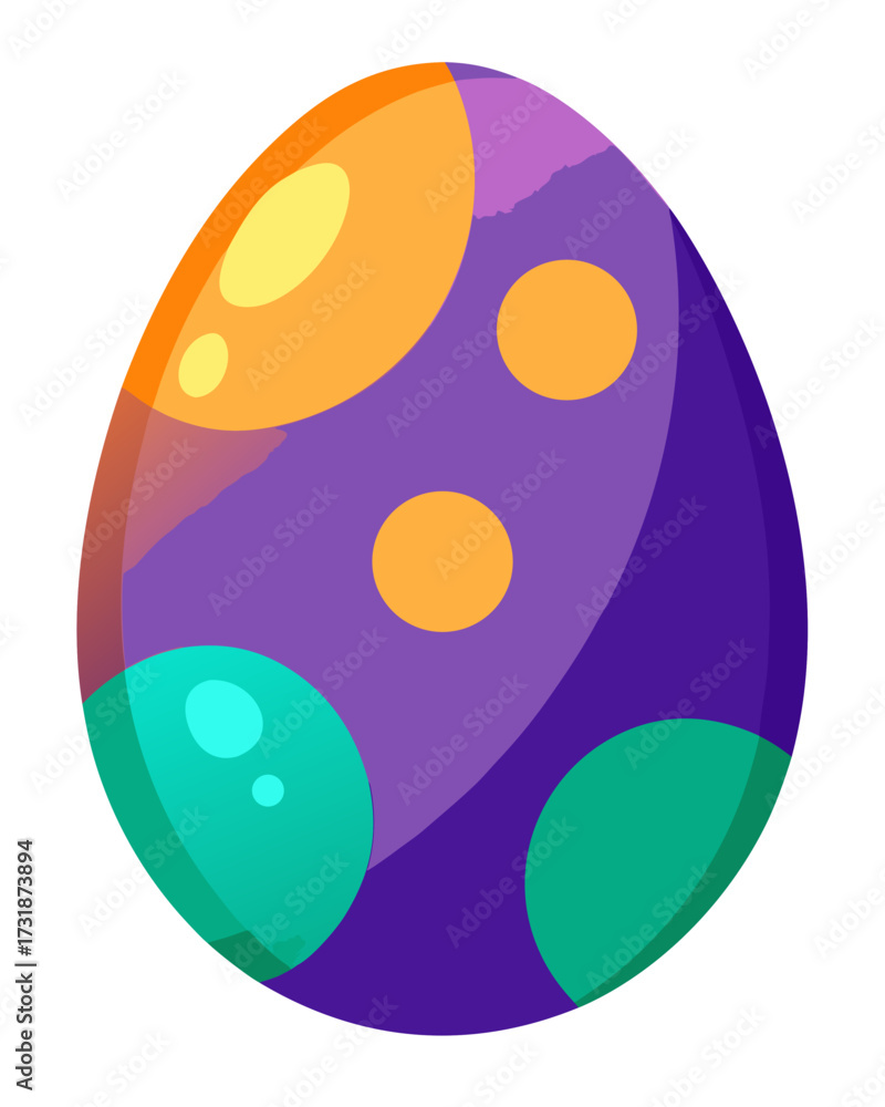 Fototapeta premium Vibrant Egg with Two Oval Spots and Textured Shading