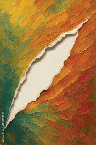 Abstract Acrylic Paint Background with Torn Paper Ripped Edge Texture and Copy Space