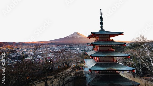 Photography Chureito pagoda in Tokyo, Japan travel border background