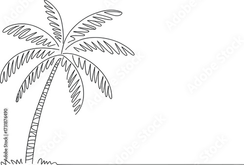 Minimalist hand drawn palm tree silhouette for tropical beach vacation designs