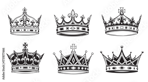 set of crowns vector illustration