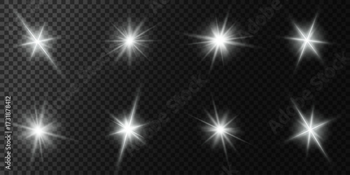 Lens Flare, light glow effect. sun or realistic shining star with backlight effect. bokeh glitter and sparkles or sparkles on transparent background.