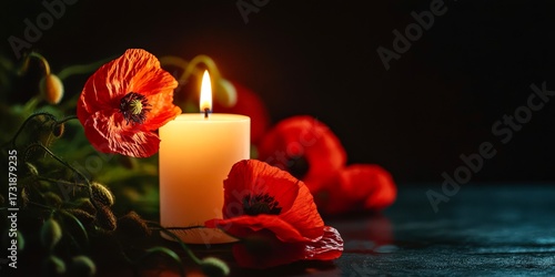 Poppies remembrance day candle patriotic military tribute