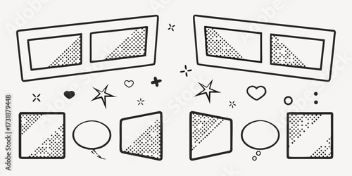 Funky comic elements for creative designs, adding a playful touch, ready to customize and enhance any project with retro vibes and whimsical flair