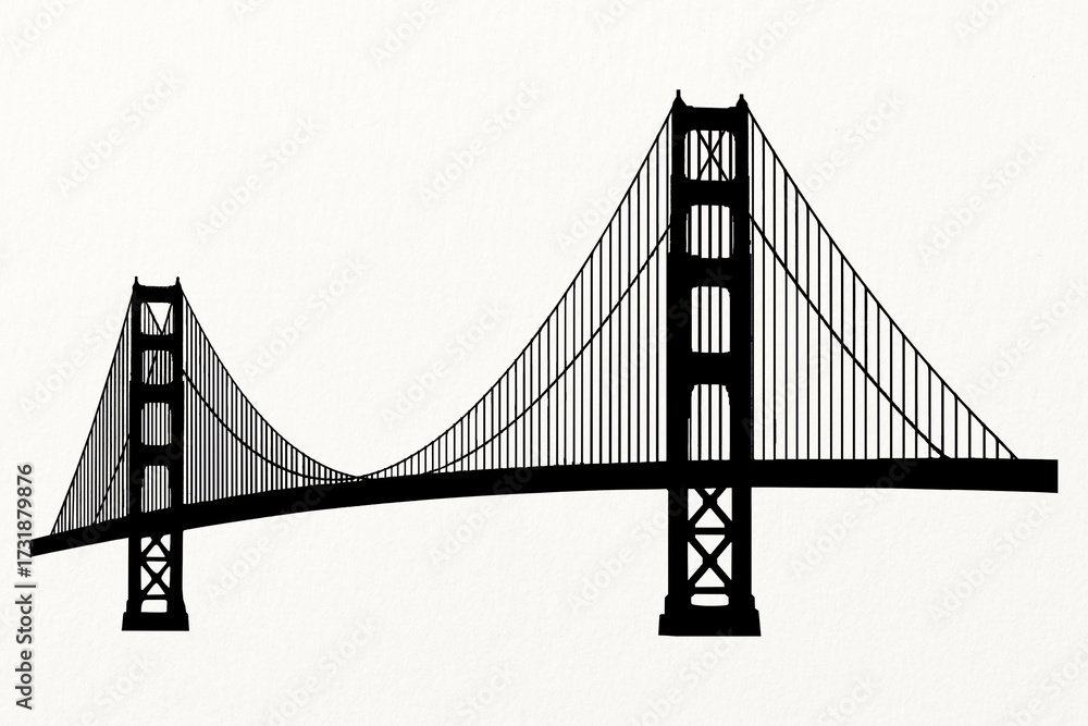 Fototapeta premium Golden Gate Bridge background, silhouette in black