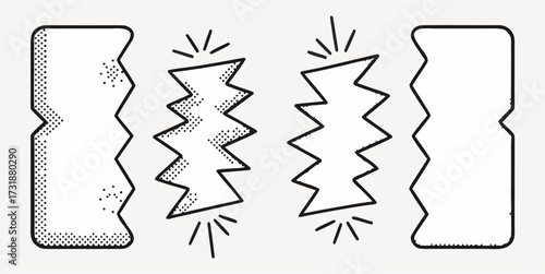 Impactful break graphic with jagged edges emphasizes separation and force, ideal for emphasizing change, division, or dramatic effect with edgy design