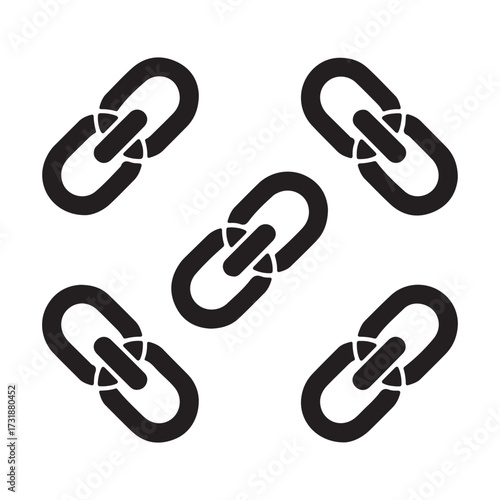 Black Chain Link  vector Icon Set – Connection, Hyperlink, Security,