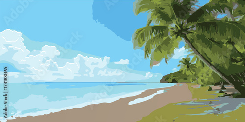 tropical beach with palm trees