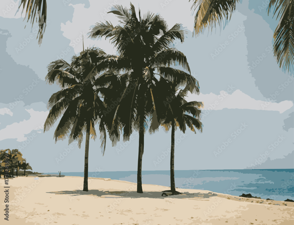 Obraz premium tropical beach with palm trees