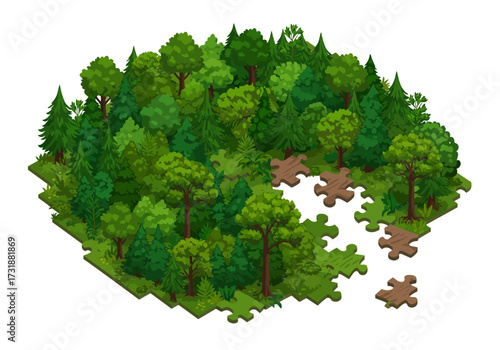 Forest Puzzle A Green Jigsaw of Natures Interconnectedness.