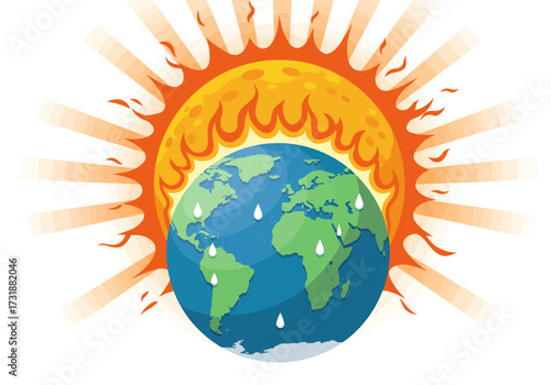 Global Warming Earth Under Intense Heat and Environmental Crisis.