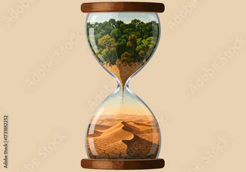 Hourglass of Change Forest to Desert Transformation.